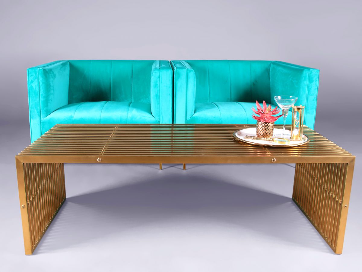 teal and gold furniture