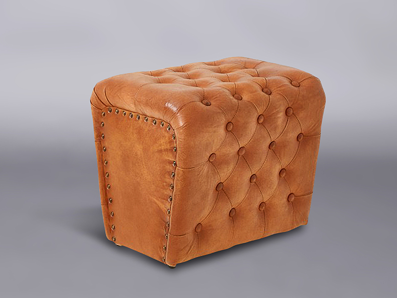 leather buttoned stool