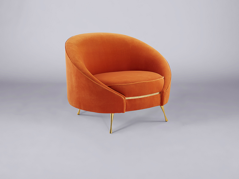 orange velvet chair