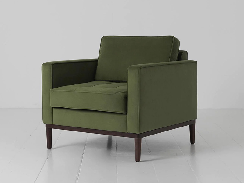 green velvet armchair