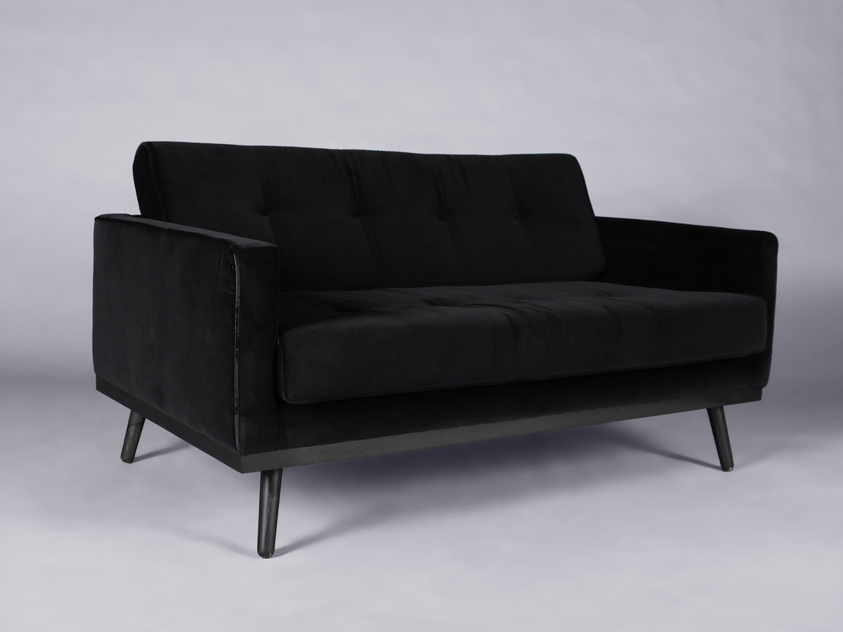 black velvet two seat sofa