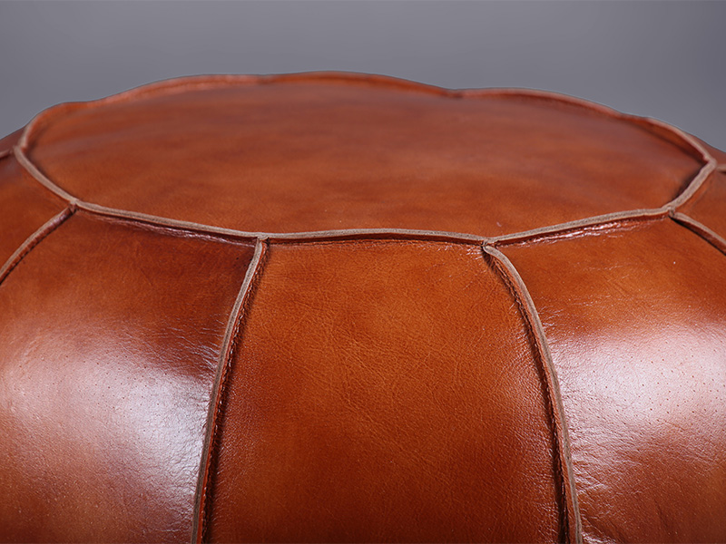 vintage leather pouffe