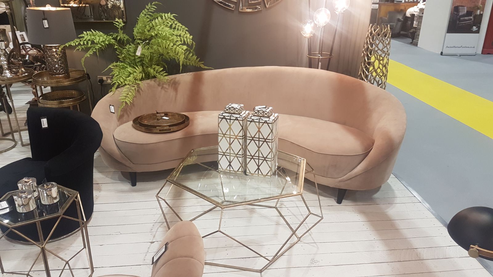 image of a pastel pink sofa hire for event