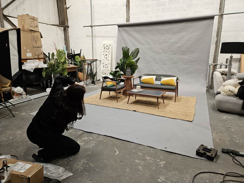 Photoshoot of furniture hire being prepped for Event Production Show 2024