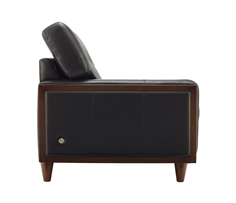G Plan Vintage The Fifty Nine Leather Armchair in Capri Black Side Profile