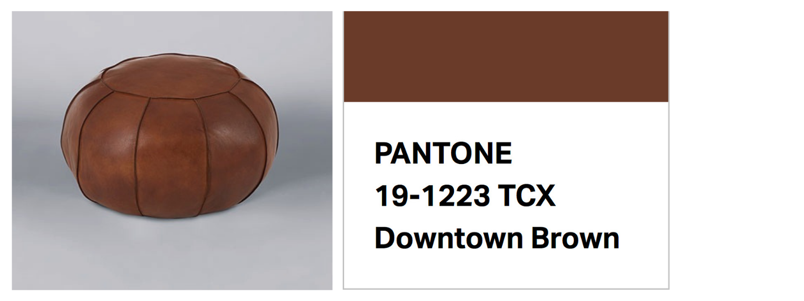 brown leather pouffe