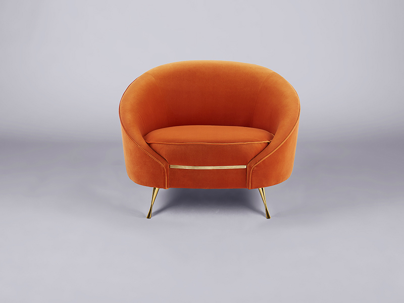 velvet orange chair