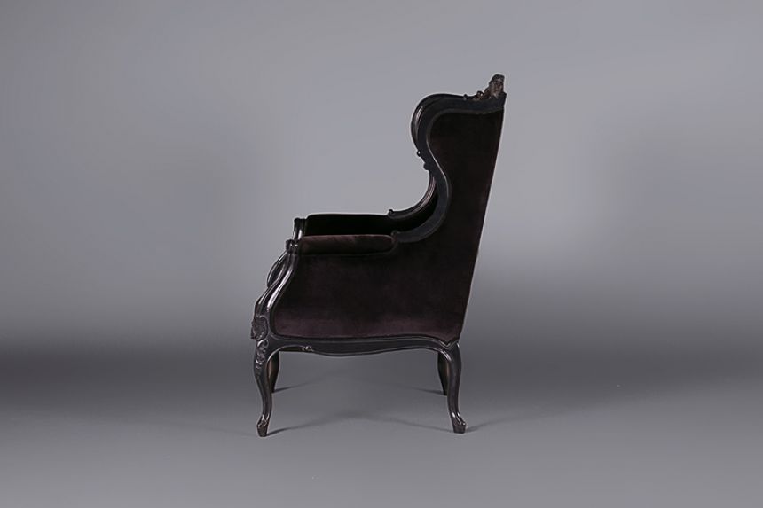 Louis Black Velvet Wing Chair thumnail image