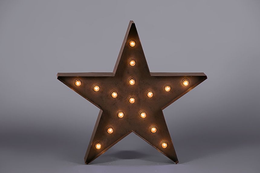 Illuminated Tarnished Metal Star Floor Lamp, Star Floor Lamp