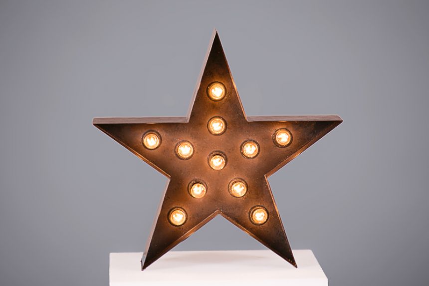 Illuminated Tarnished Metal Star Table Lamp main image