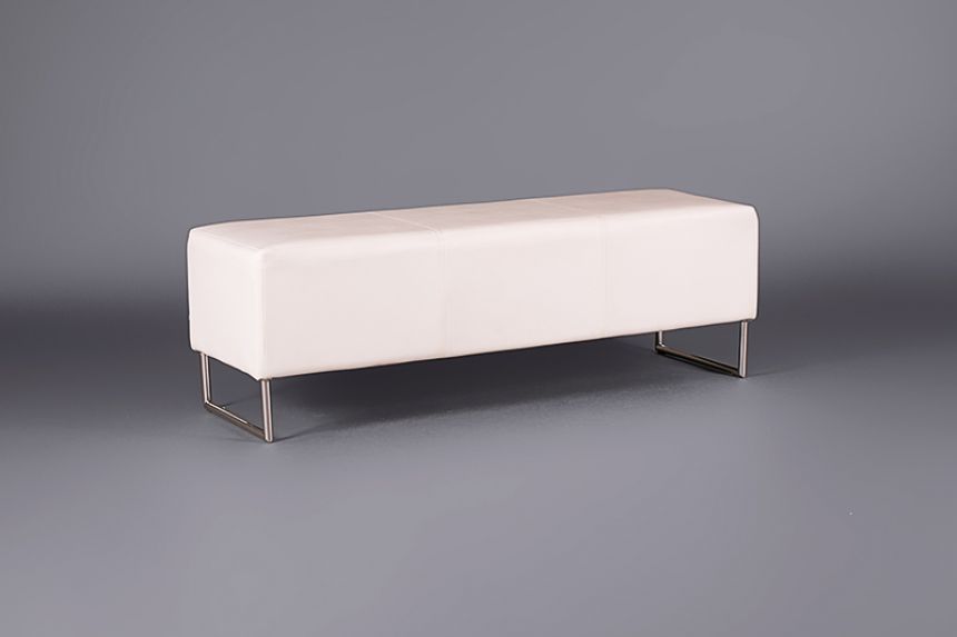 White Leatherette Bench main image