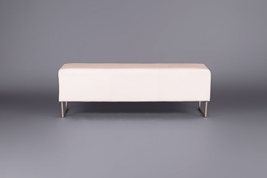 White Leatherette Bench main image