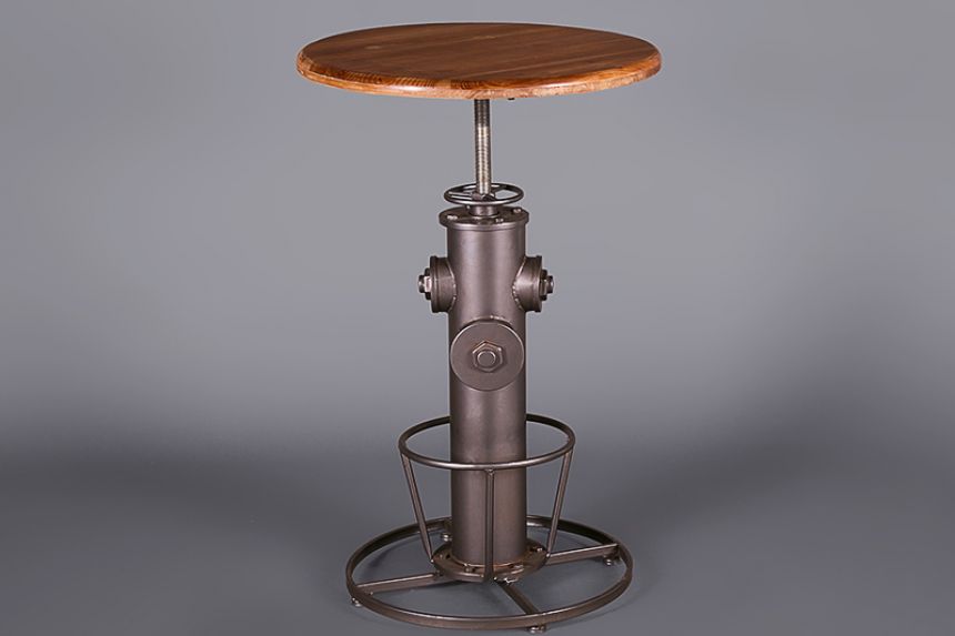 Industrial High Table with Wooden Top (Adjustable) main image