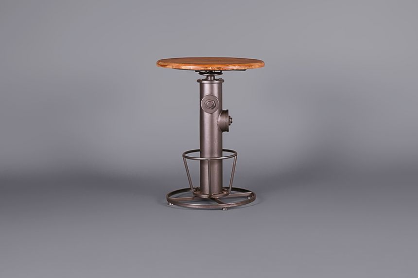 Industrial High Table with Wooden Top (Adjustable) main image