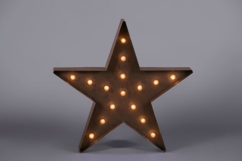 Illuminated Tarnished Metal Star Floor Lamp