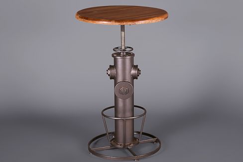 Industrial High Table with Wooden Top (Adjustable)