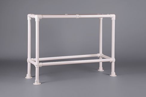 White Pipe and Wood High Drinks Table