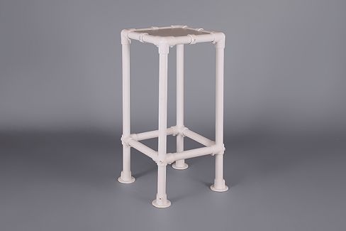 White Pipe and Wood Poseur Table