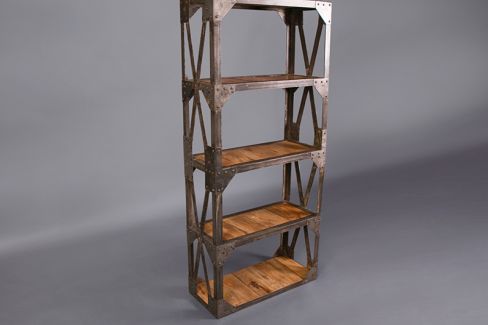 Industrial Aged Four Shelf Bookcase