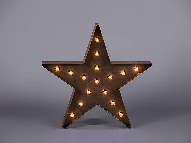 Illuminated Tarnished Metal Star Floor Lamp, Portfolio Star Table Lamp