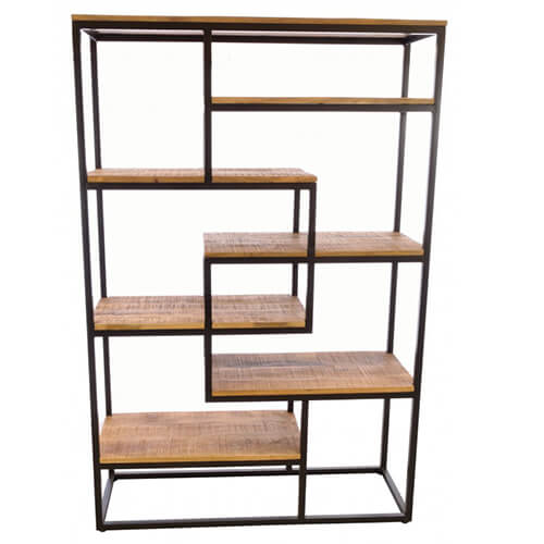 Beautifully crafted wood and metal bookcase that works very well as a display stand or back bar.