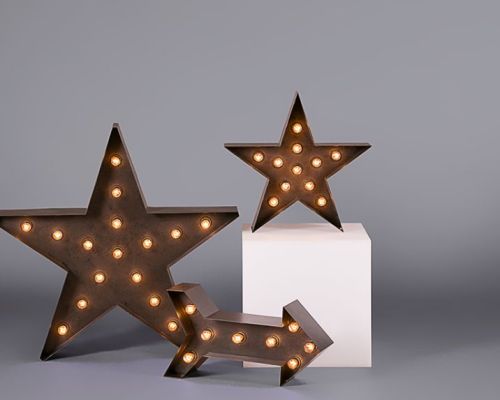 Illuminated Tarnished Metal Star Floor Lamp