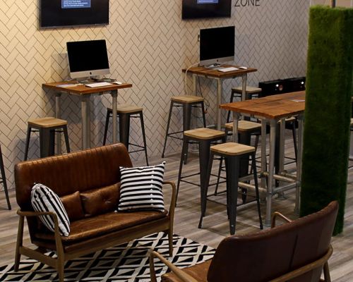 Metal Bar Stool – Gunmetal Grey With Wooden Seatpad