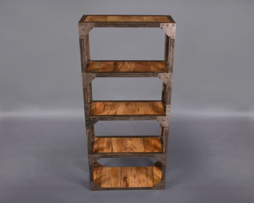 Industrial Aged Four Shelf Bookcase