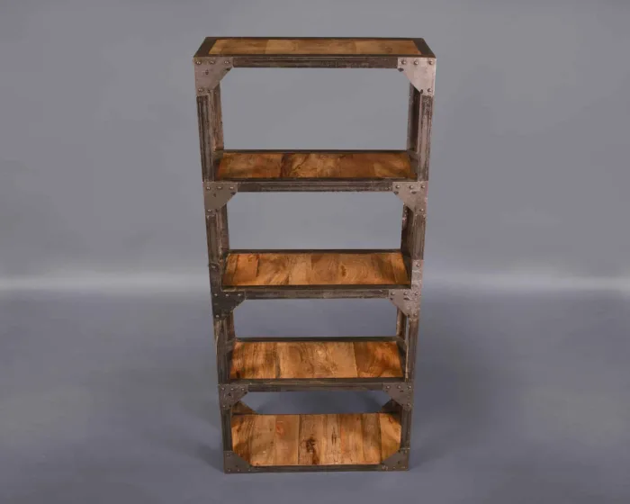 Industrial Aged Four Shelf Bookcase