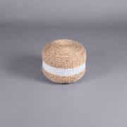 Jute pouffe – white stripe