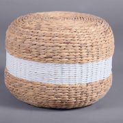 Jute pouffe – white stripe