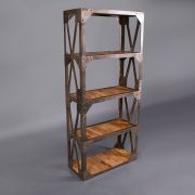 Industrial Aged Four Shelf Bookcase