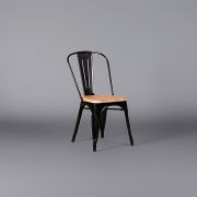 Industrial Chair – Black with Solid Wood Seat-pad