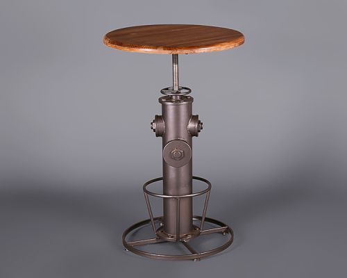Industrial High Table with Wooden Top (Adjustable)