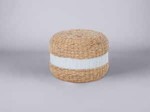 Jute pouffe - white stripe