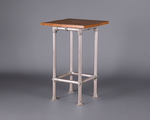 Pipe and Wood Poseur Table