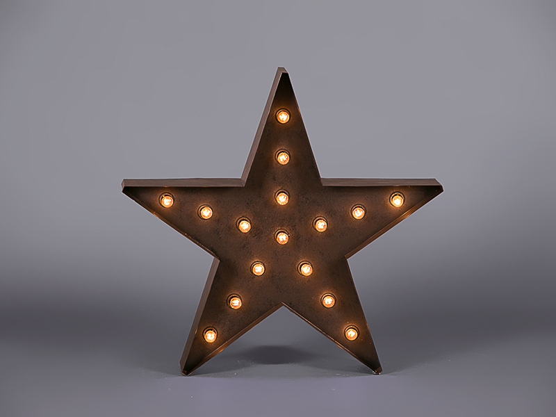 Illuminated Tarnished Metal Star Floor Lamp