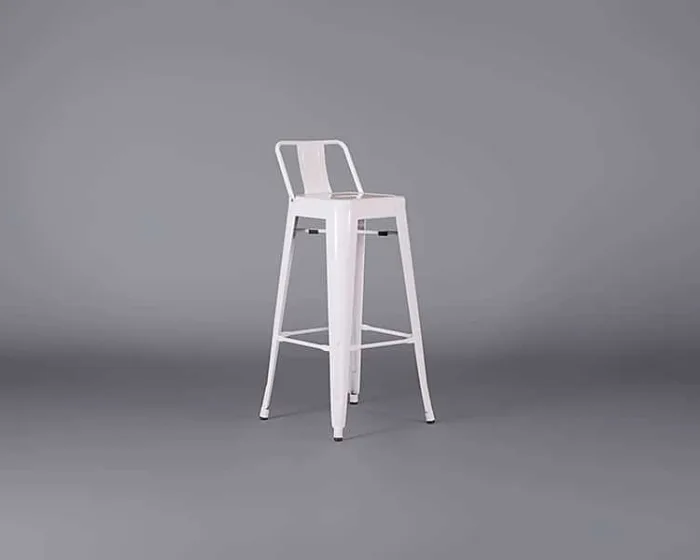 Metal Bar Stool with Back – White