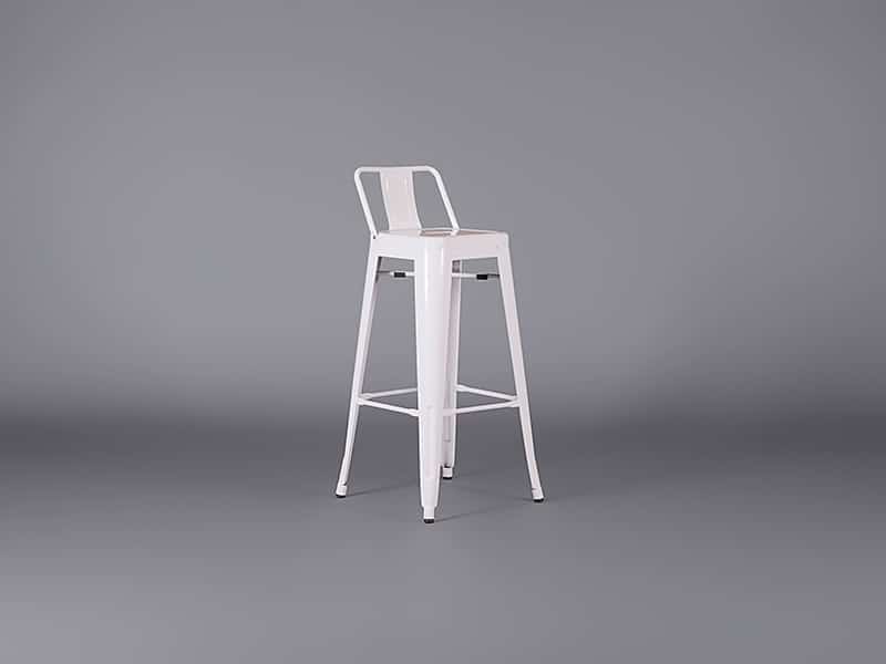 Metal Bar Stool with Back – White