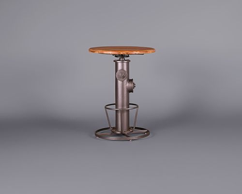 Industrial High Table with Wooden Top (Adjustable)
