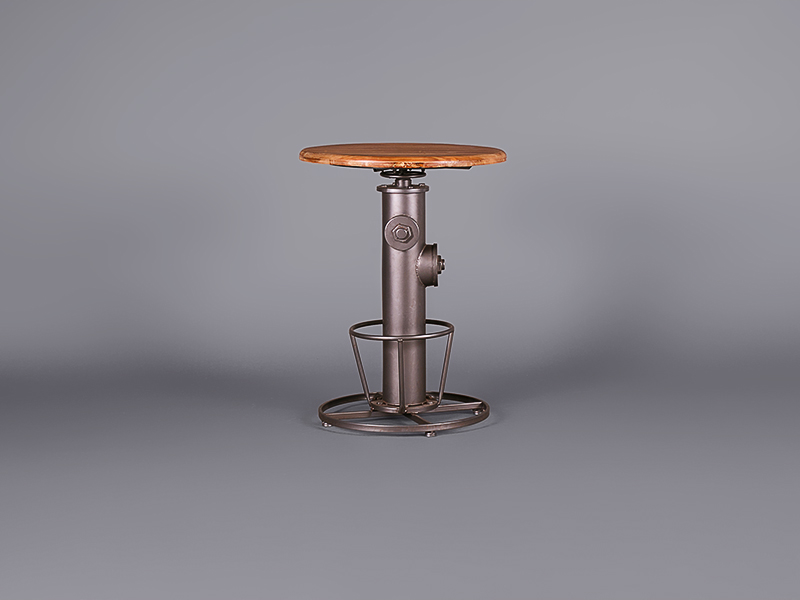 Industrial High Table with Wooden Top (Adjustable)