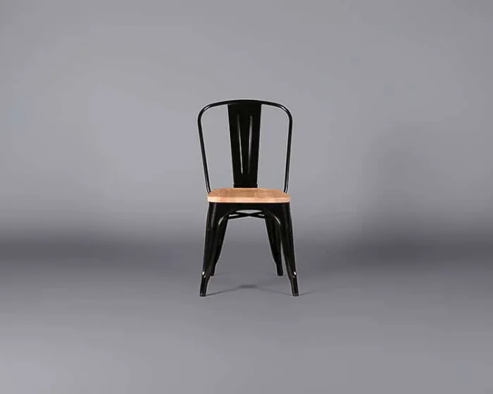 Industrial Chair – Black with Solid Wood Seat-pad