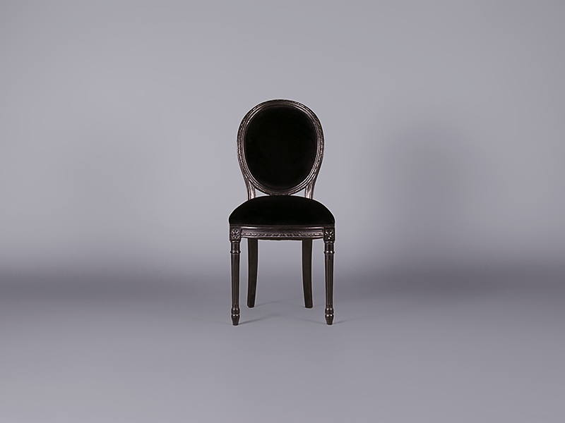 Louis Black Velvet Chair (No Arms)