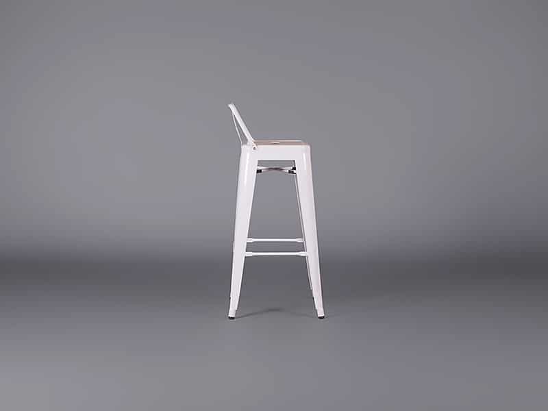 Metal Bar Stool with Back – White