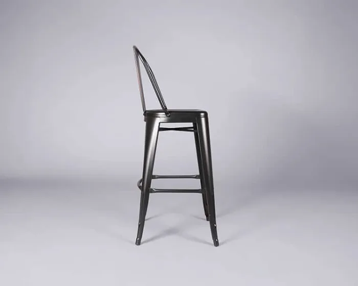 Metal Bar Stool with Back – Black