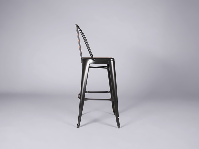 Metal Bar Stool with Back – Black