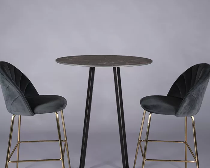 Nova poseur table black – black marble top